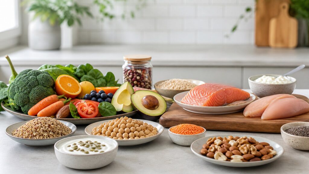 Unbranded weight management nutrition products arranged for a careful buying comparison