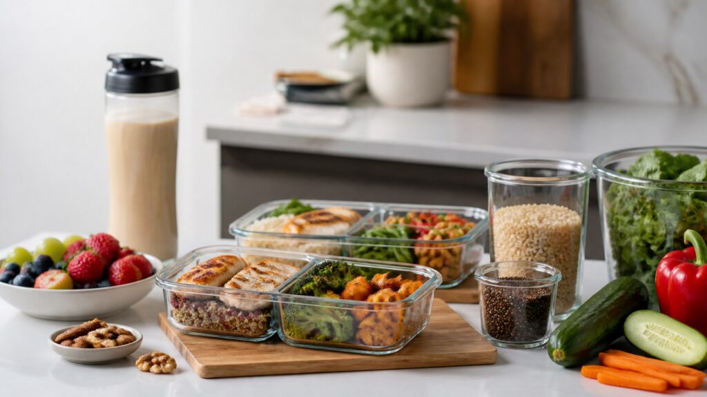 Unbranded weight management nutrition products arranged for a careful buying comparison
