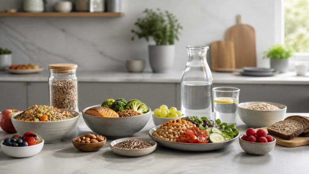 Unbranded weight management nutrition products arranged for a careful buying comparison