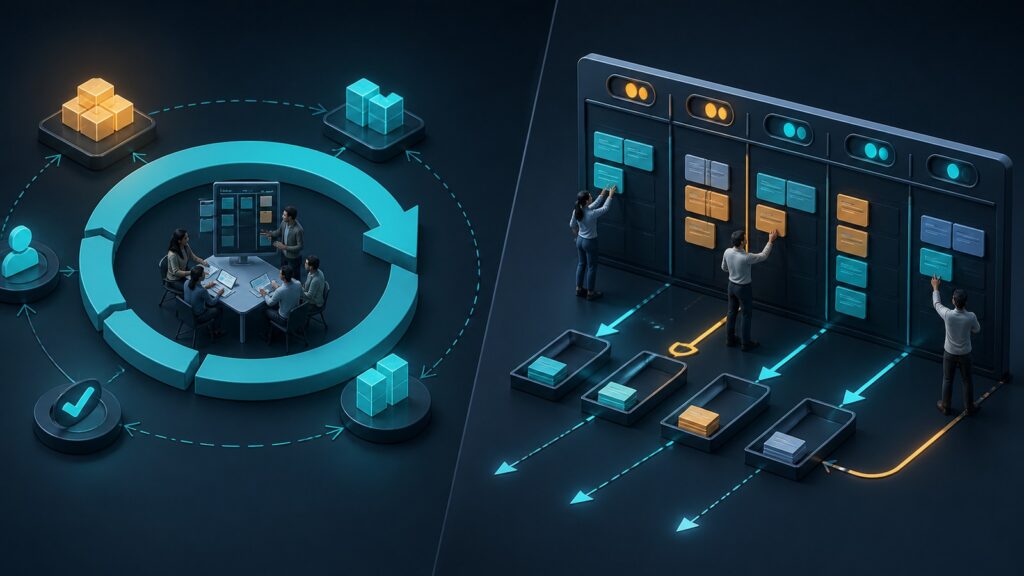 Editorial business scene illustrating agile project management software and kanban project management software