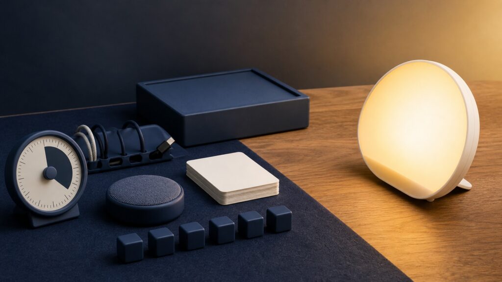 People-free editorial still life for What Makes Attention Support Devices Different from Dawn Simulation Lights