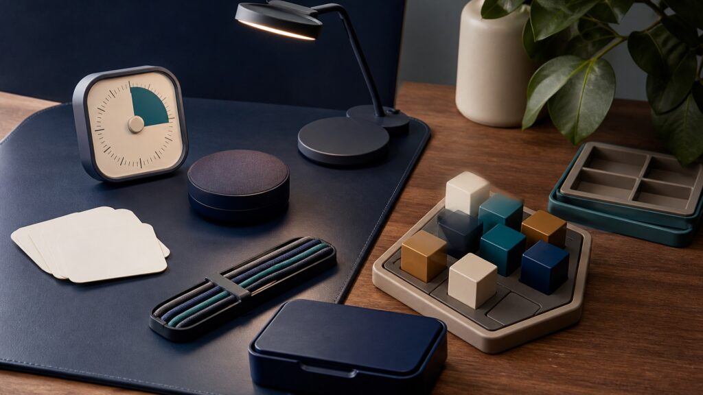 People-free editorial still life for What Makes Attention Support Devices Different from Memory Training Devices