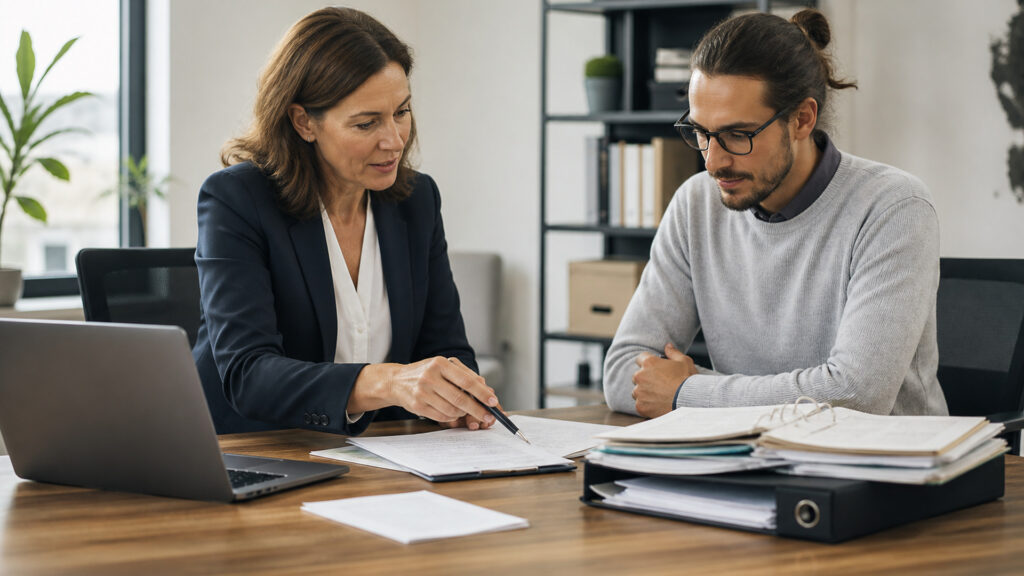 Editorial business scene illustrating business formation services and freelancer accounting software