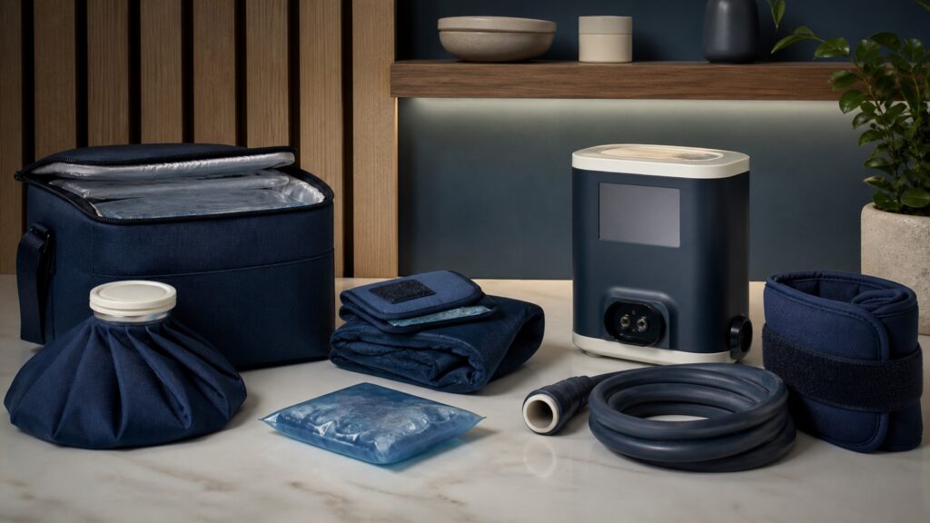 People-free editorial still life illustrating coolant transfer versus powered mechanical input