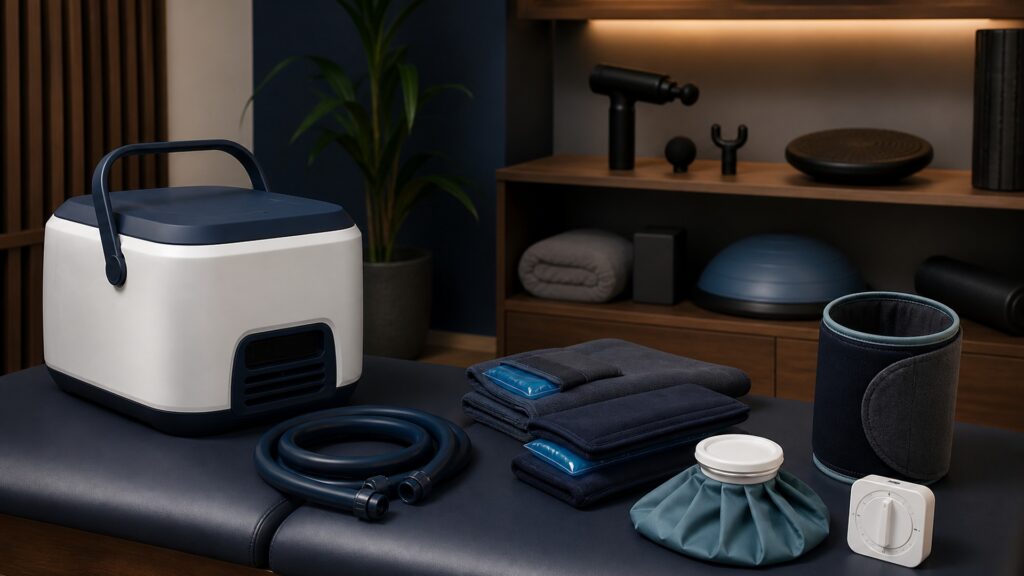 People-free editorial still life illustrating localized heat removal versus a mixed recovery toolkit