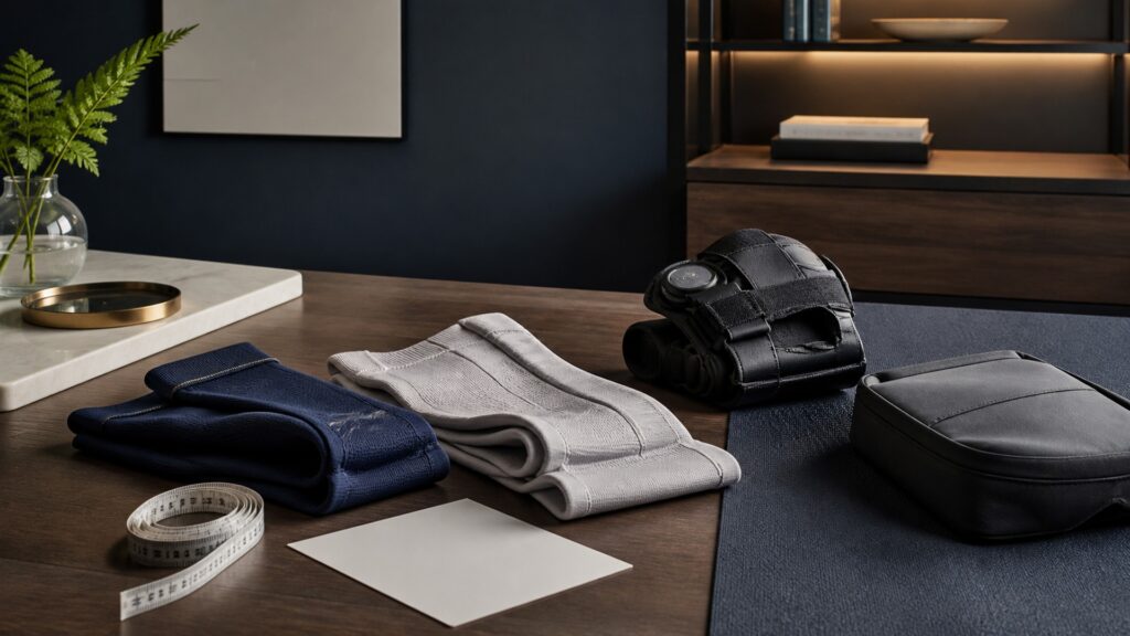 People-free editorial still life illustrating distributed fabric pressure versus mechanical joint control