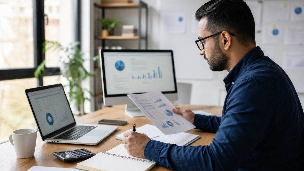 Editorial business scene illustrating digital marketing agencies and freelancer accounting software