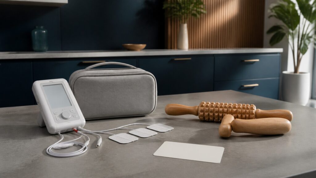 People-free editorial still life illustrating powered current versus user-applied mechanical input