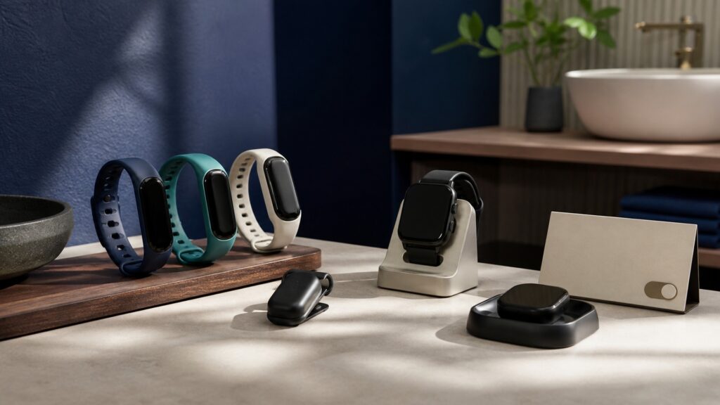 People-free editorial still life illustrating multipurpose wearable estimates versus cardiovascular-specific measurement