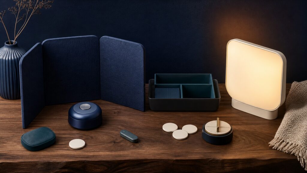 People-free editorial still life for What Makes Focus Training Devices Different from Dawn Simulation Lights