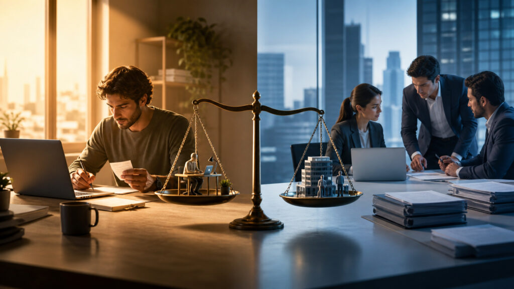 Editorial business scene illustrating freelancer accounting software and small business accounting software