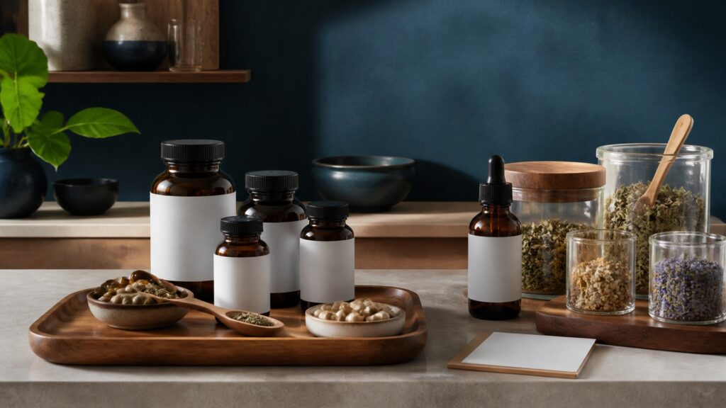 People-free editorial still life illustrating botanical category versus bedtime purpose