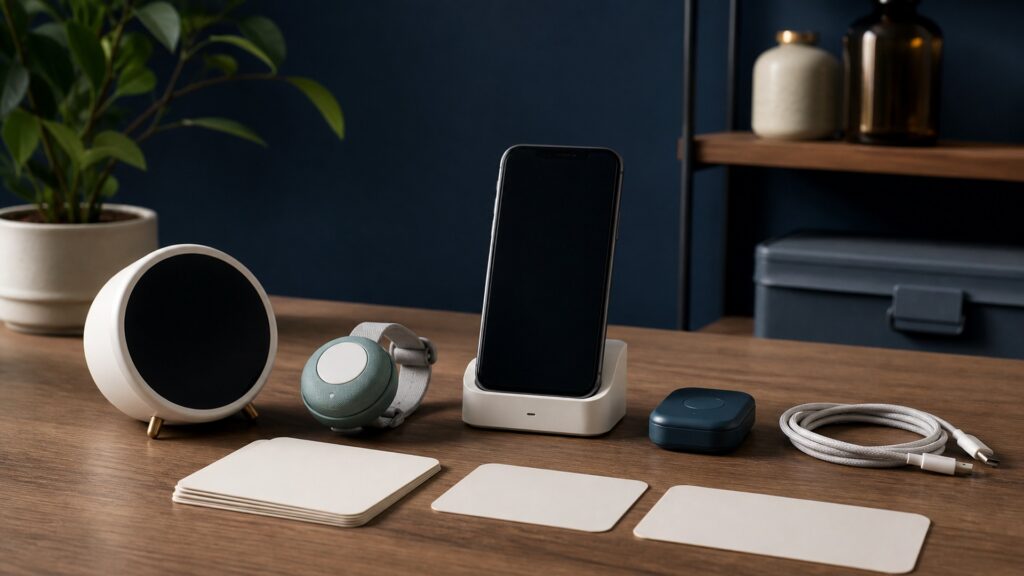 People-free editorial still life illustrating scheduled adherence cues contrasted with physiologic-pattern alarms