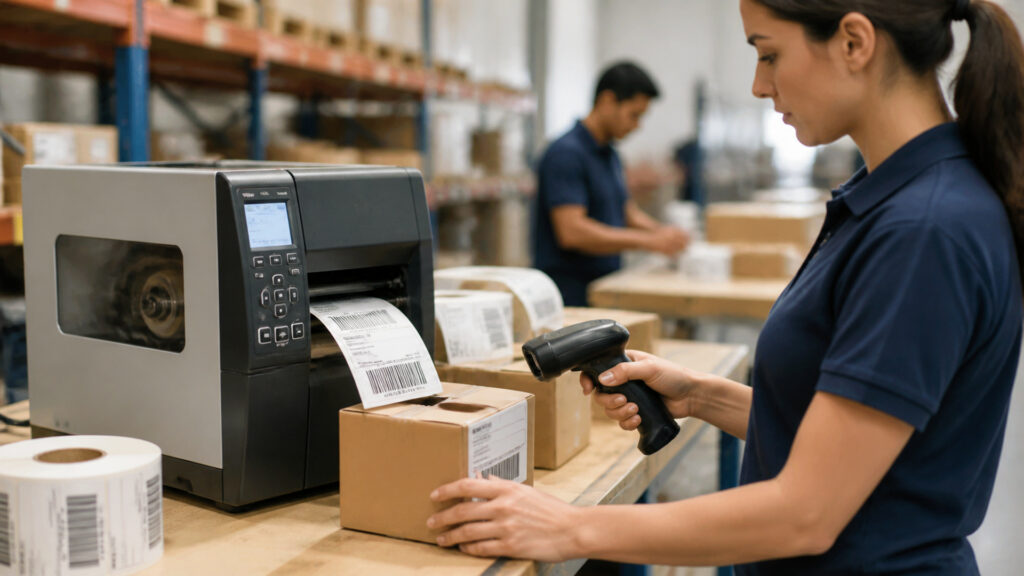 Editorial business scene illustrating multi-channel inventory software and barcode inventory systems