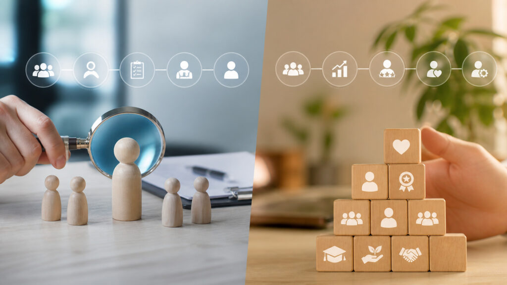 Editorial business scene illustrating recruitment software and hr management systems