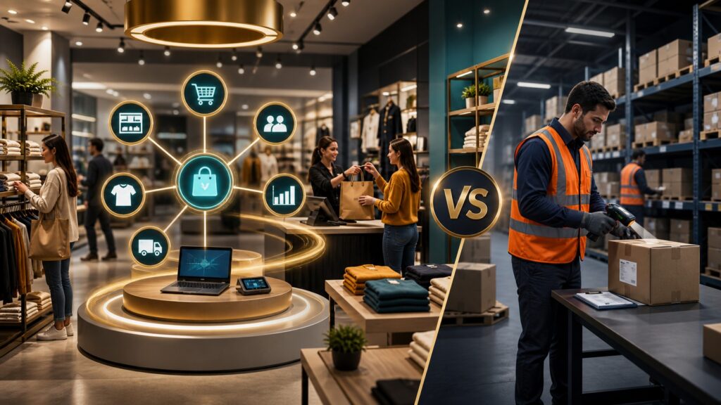 Editorial business scene illustrating retail inventory management software and barcode inventory systems