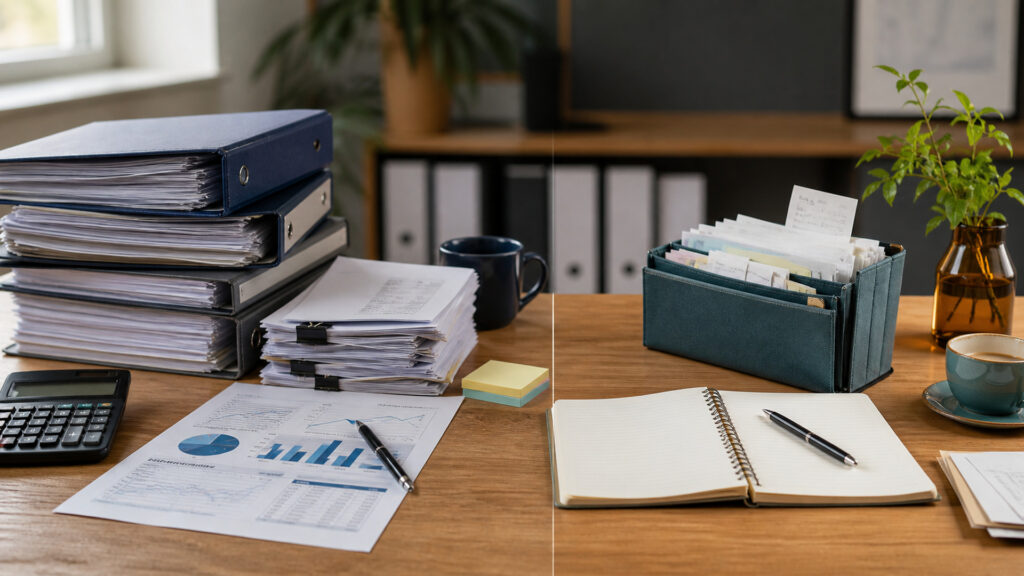 Editorial business scene illustrating small business invoicing software and freelancer accounting software