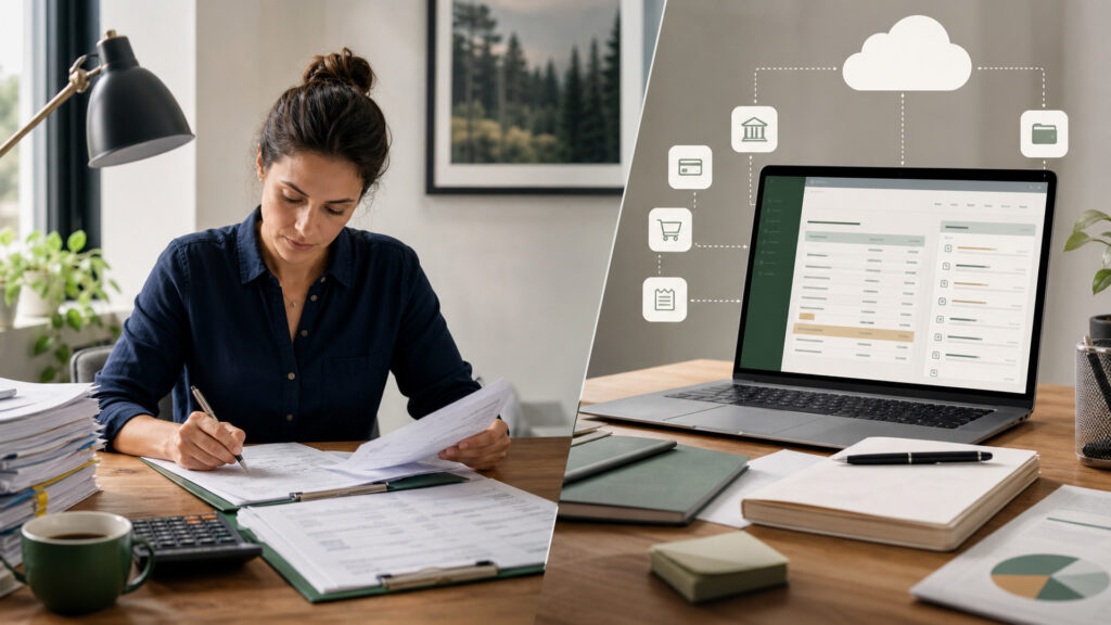 Editorial business scene illustrating small business tax software and cloud accounting software