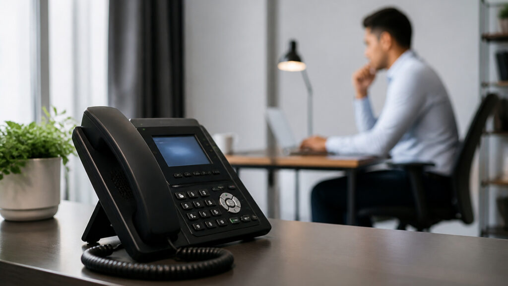 Editorial business scene illustrating virtual pbx systems and freelancer accounting software