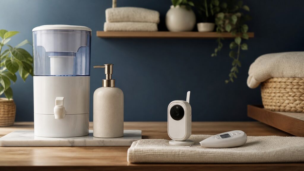 People-free editorial still life illustrating water hygiene versus individual breathing support