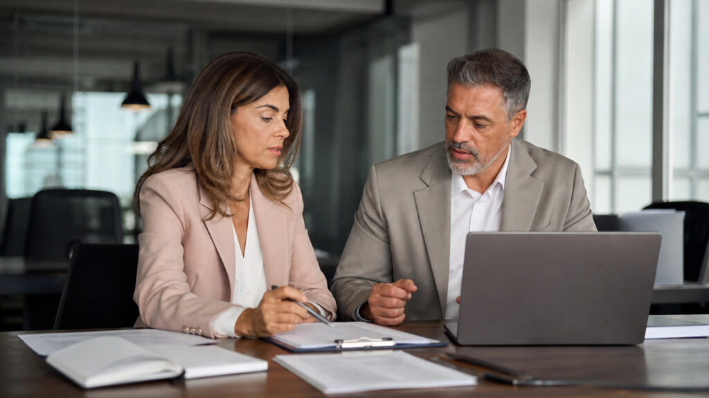 Editorial business scene illustrating benefits administration services and cloud accounting software