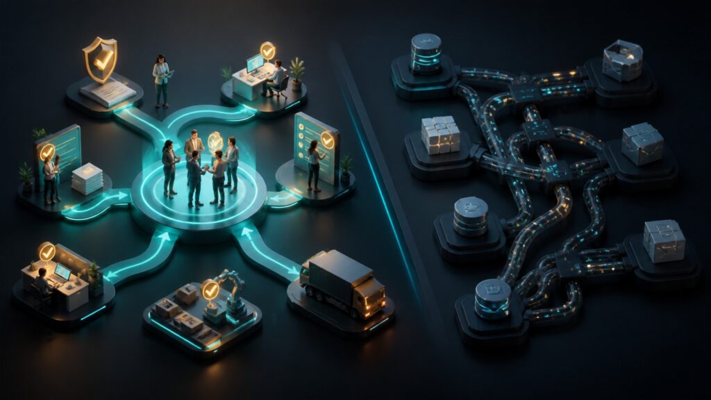 Editorial business scene illustrating business process automation software and integration automation software
