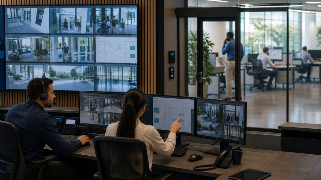 Editorial business scene illustrating cloud access control systems and enterprise accounting software