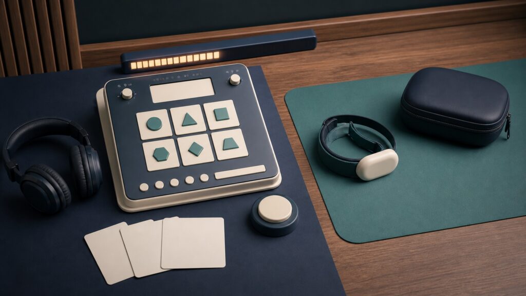 People-free editorial still life for When to Use Cognitive Training Devices Instead of Attention Support Devices