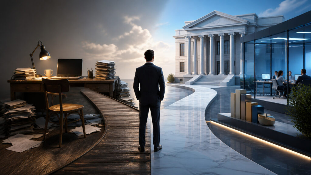 Editorial business scene illustrating enterprise accounting software and freelancer accounting software