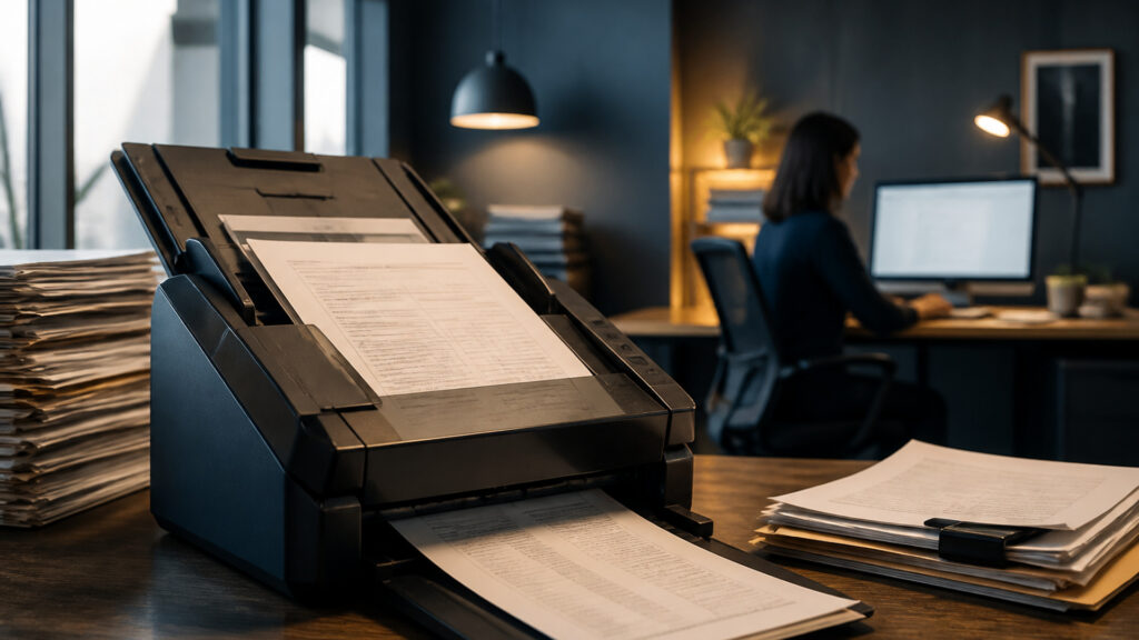 Editorial business scene illustrating enterprise document management software and cloud document management systems