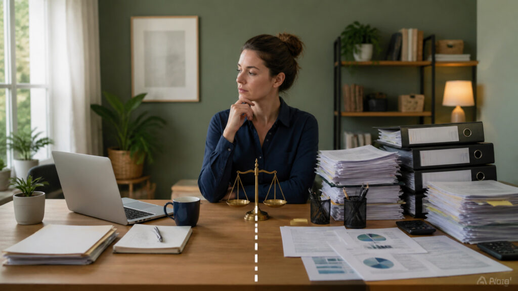 Editorial business scene illustrating freelancer tax software and enterprise accounting software