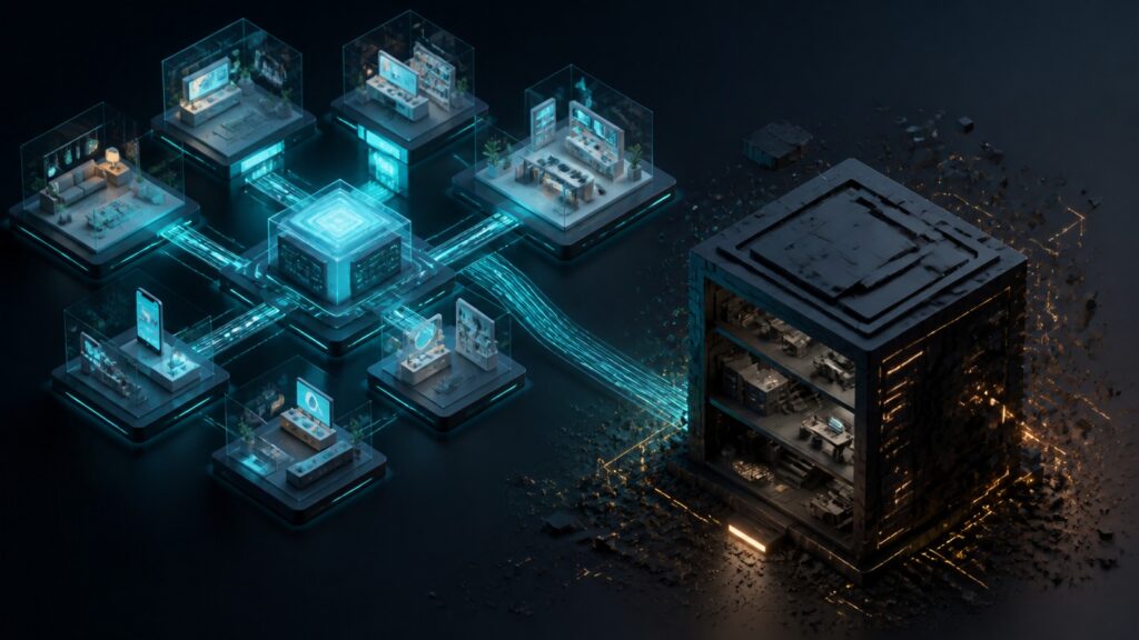 Editorial business scene illustrating headless ecommerce platforms and open source ecommerce platforms