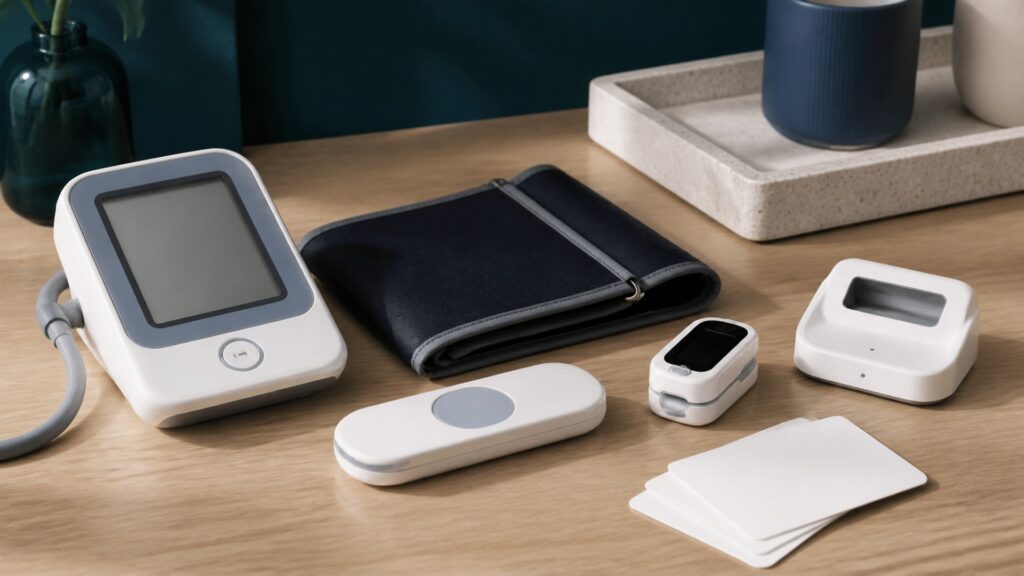 People-free editorial still life illustrating cardiovascular protocol versus general measurement