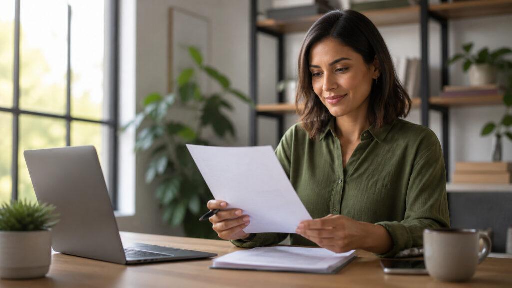 Editorial business scene illustrating invoicing software and bookkeeping software