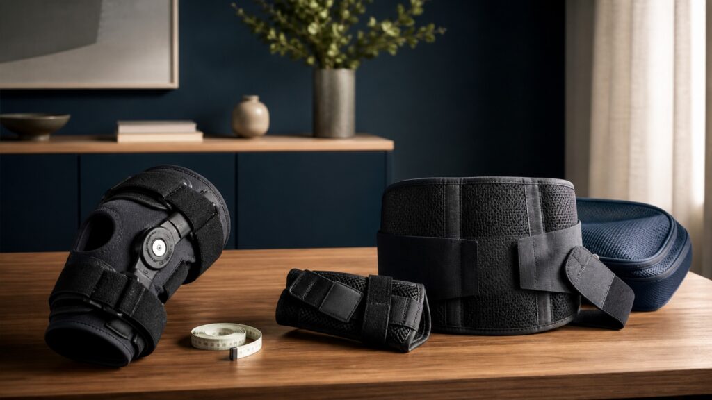 People-free editorial still life illustrating single-joint stabilization versus trunk positioning