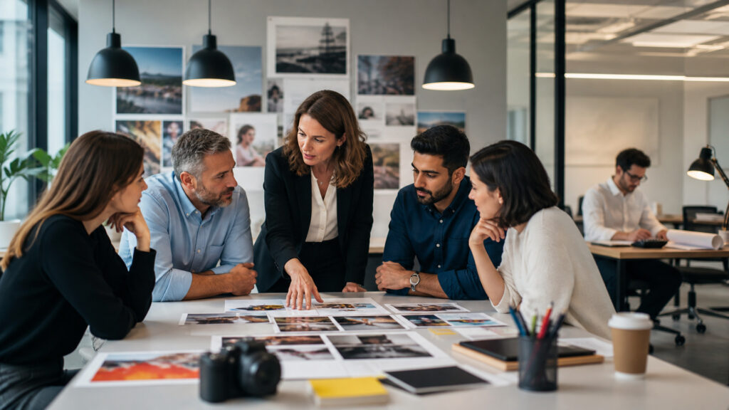 Editorial business scene illustrating marketing services and accounting services