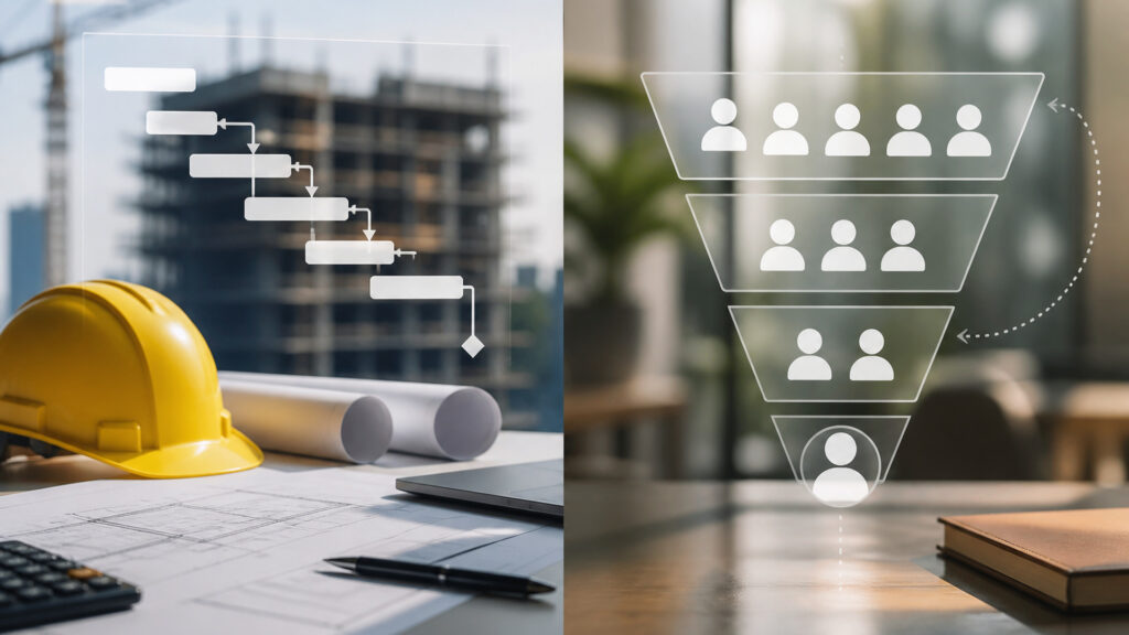 Editorial business scene illustrating project management software and (crm) software