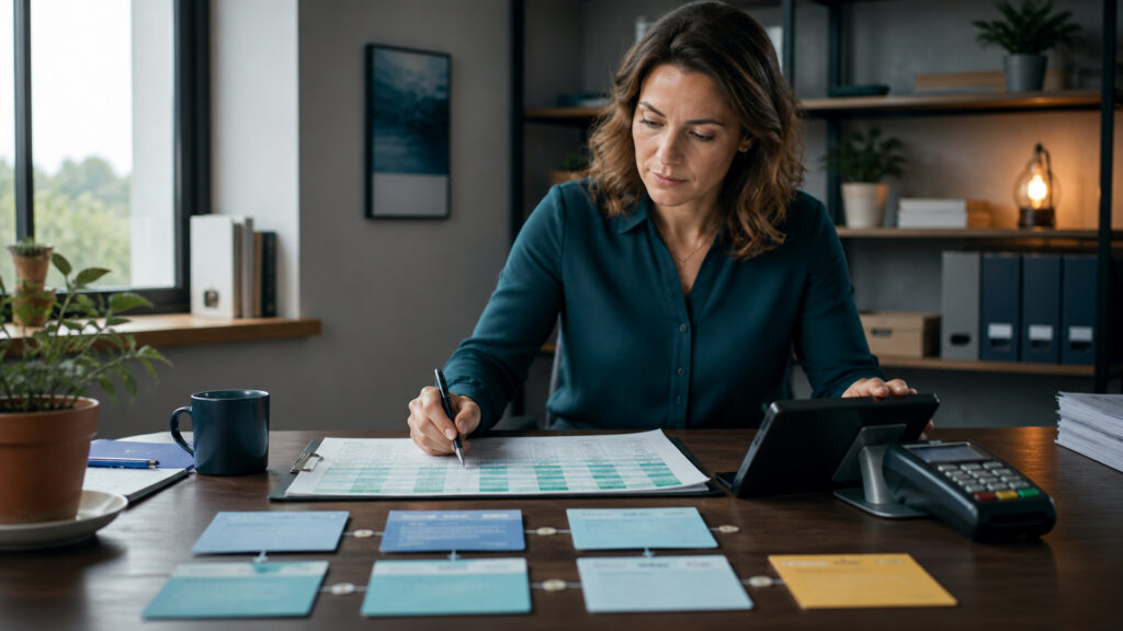 Editorial business scene illustrating recurring billing software and enterprise accounting software