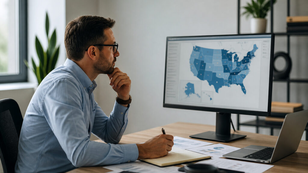 Editorial business scene illustrating registered agent services and enterprise accounting software