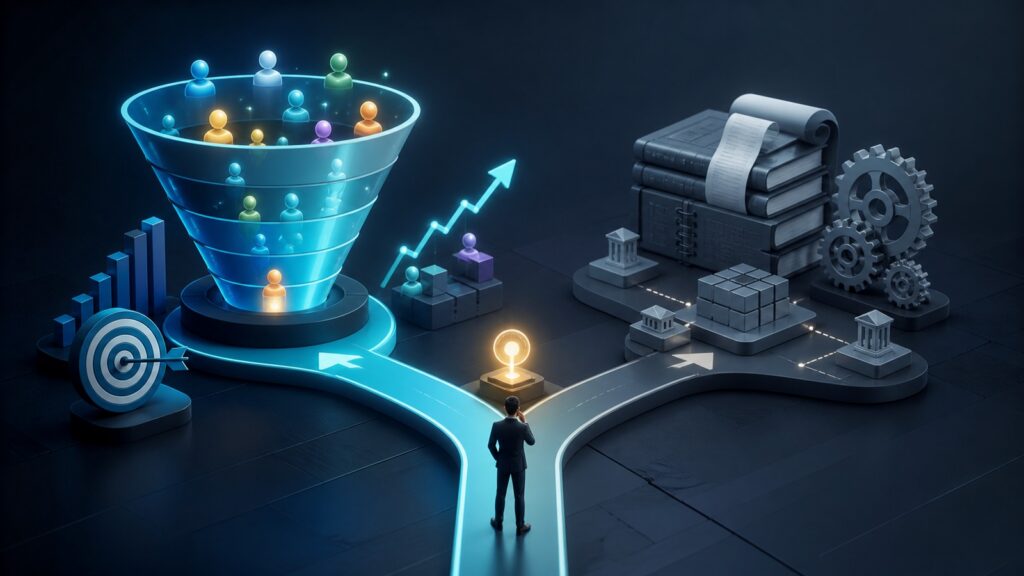 Editorial business scene illustrating sales pipeline software and enterprise accounting software