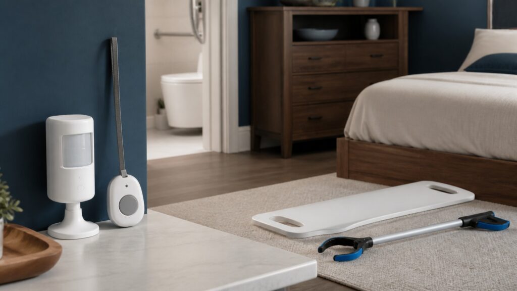 People-free editorial still life illustrating automated hazard alerts contrasted with task assistance