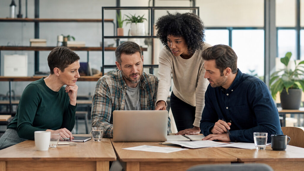 Editorial business scene illustrating small business accounting services and enterprise accounting software
