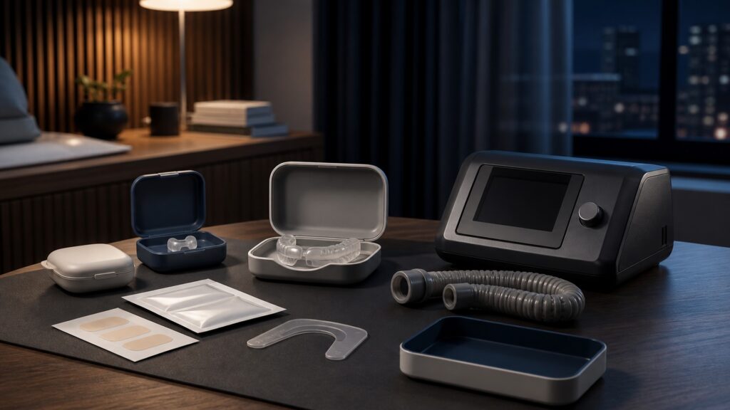 People-free editorial still life illustrating airway mechanics rather than masking snoring sounds