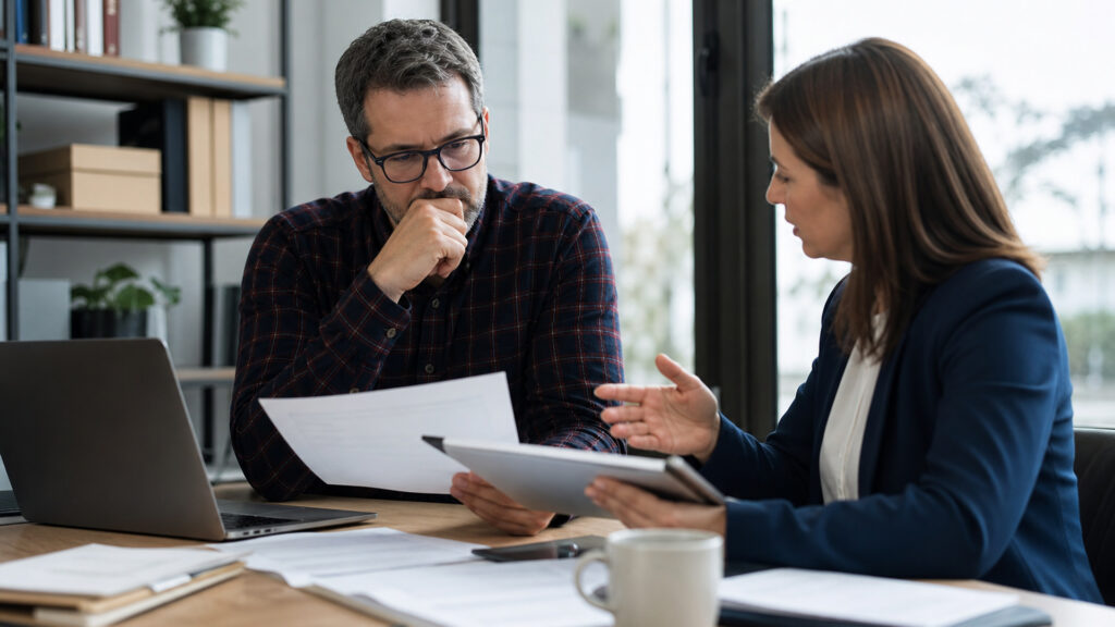 Editorial business scene illustrating tax preparation services and cloud accounting software