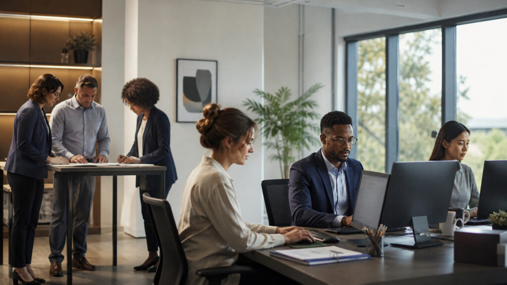 Editorial business scene illustrating tax preparation software and accounting software