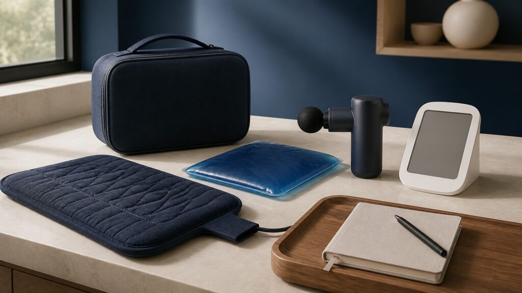 People-free editorial still life illustrating define inspect set apply record and stop cycle