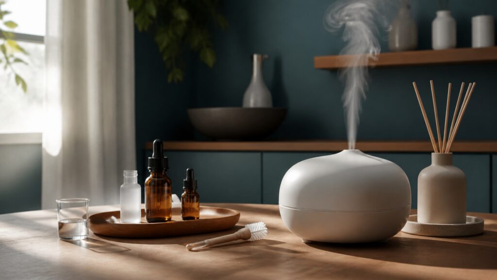 People-free editorial still life illustrating controlled aromatic exposure for a defined sensory goal