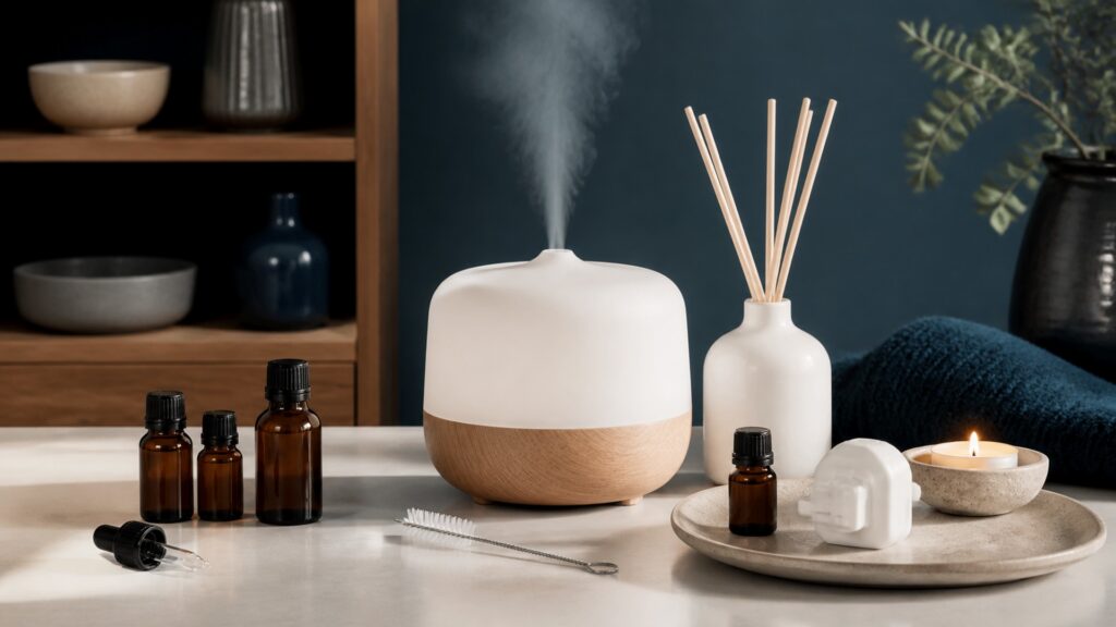 People-free editorial still life illustrating irritation ingestion pets heat fire and storage safety