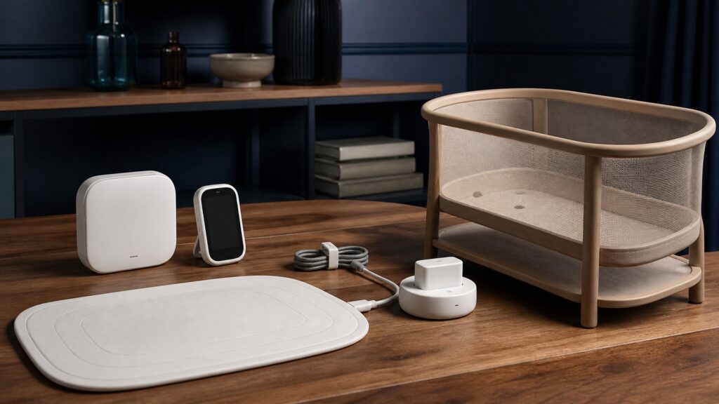 People-free editorial still life illustrating unauthorized claims false alarms missed events cord entanglement skin injury unsafe sleep overreliance and emergency response