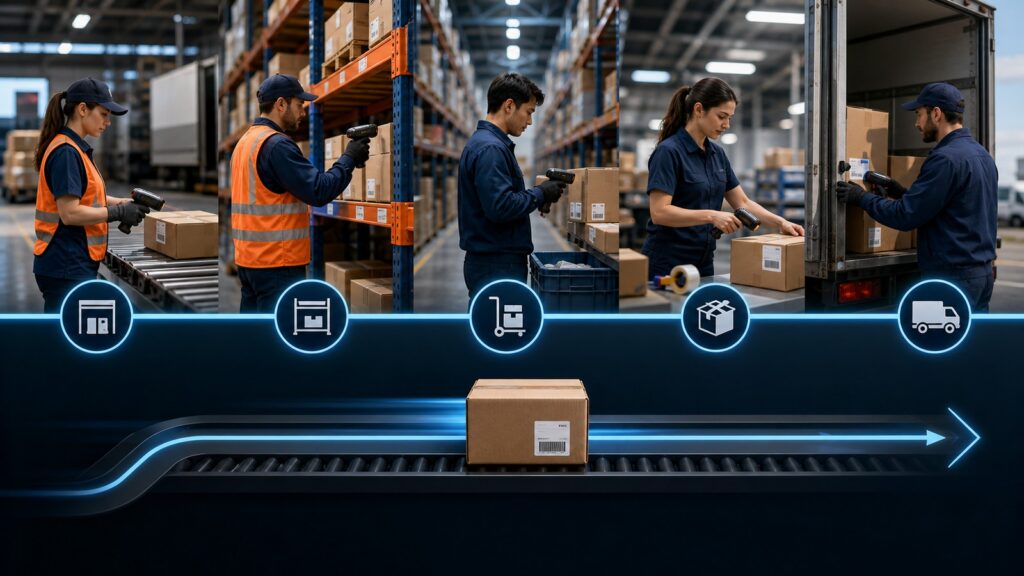 Editorial business scene illustrating barcode inventory systems workflow role